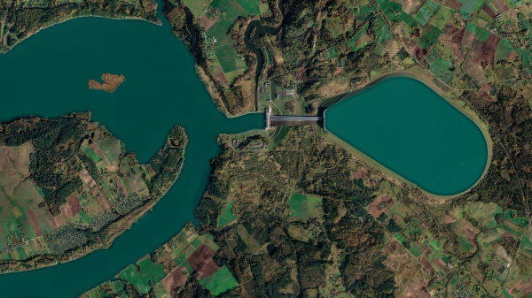 2개 댐으로 이뤄진 양수 발전소 모습.