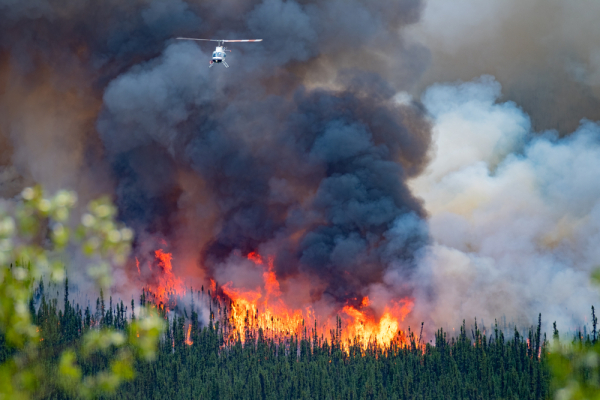 캐나다 산불로 막대한 양의 이산화탄소가 배출되고 있다. 사진은 산불을 진화 중인 캐나다 헬기의 모습